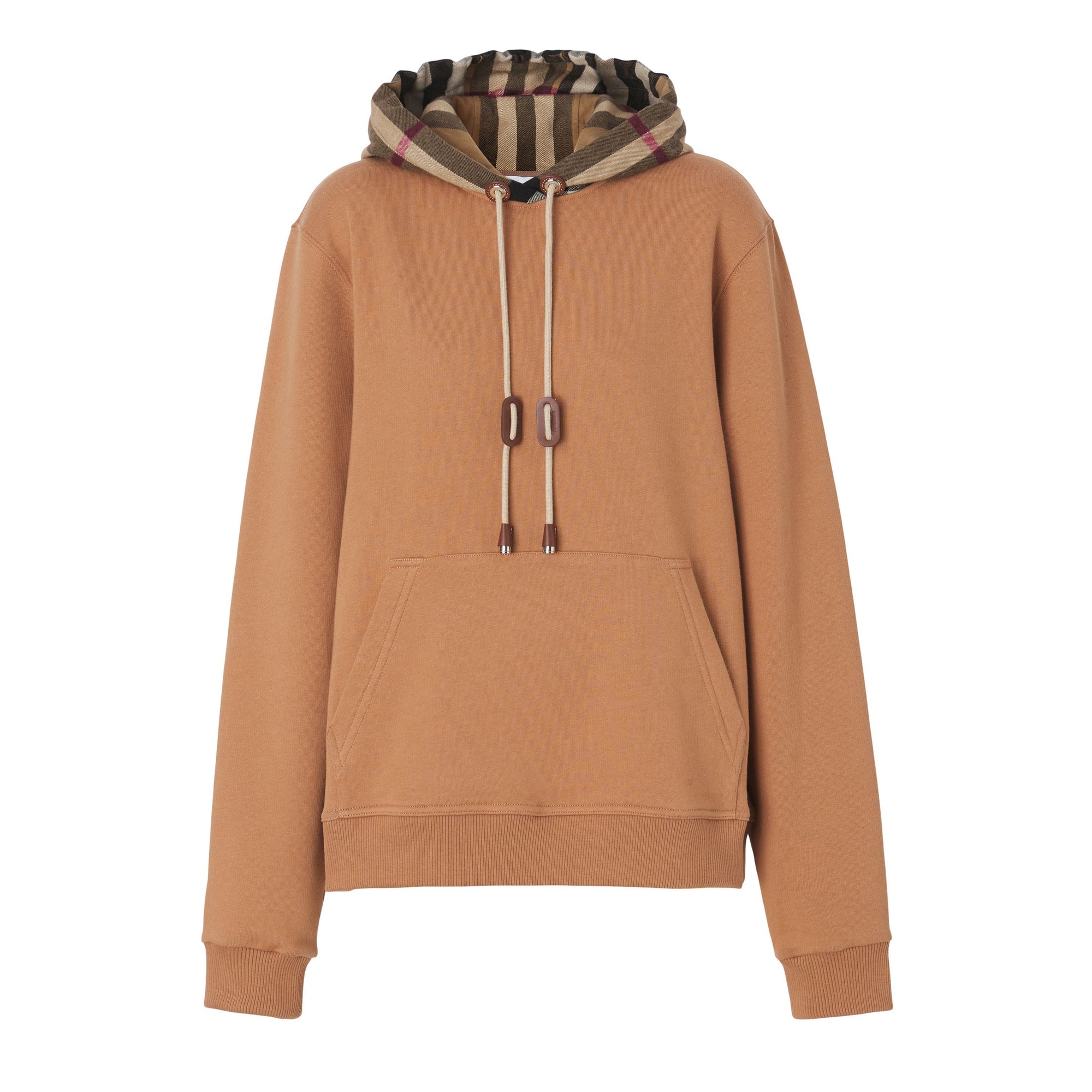 Hoodie oversize en coton à capuche Check - Camel