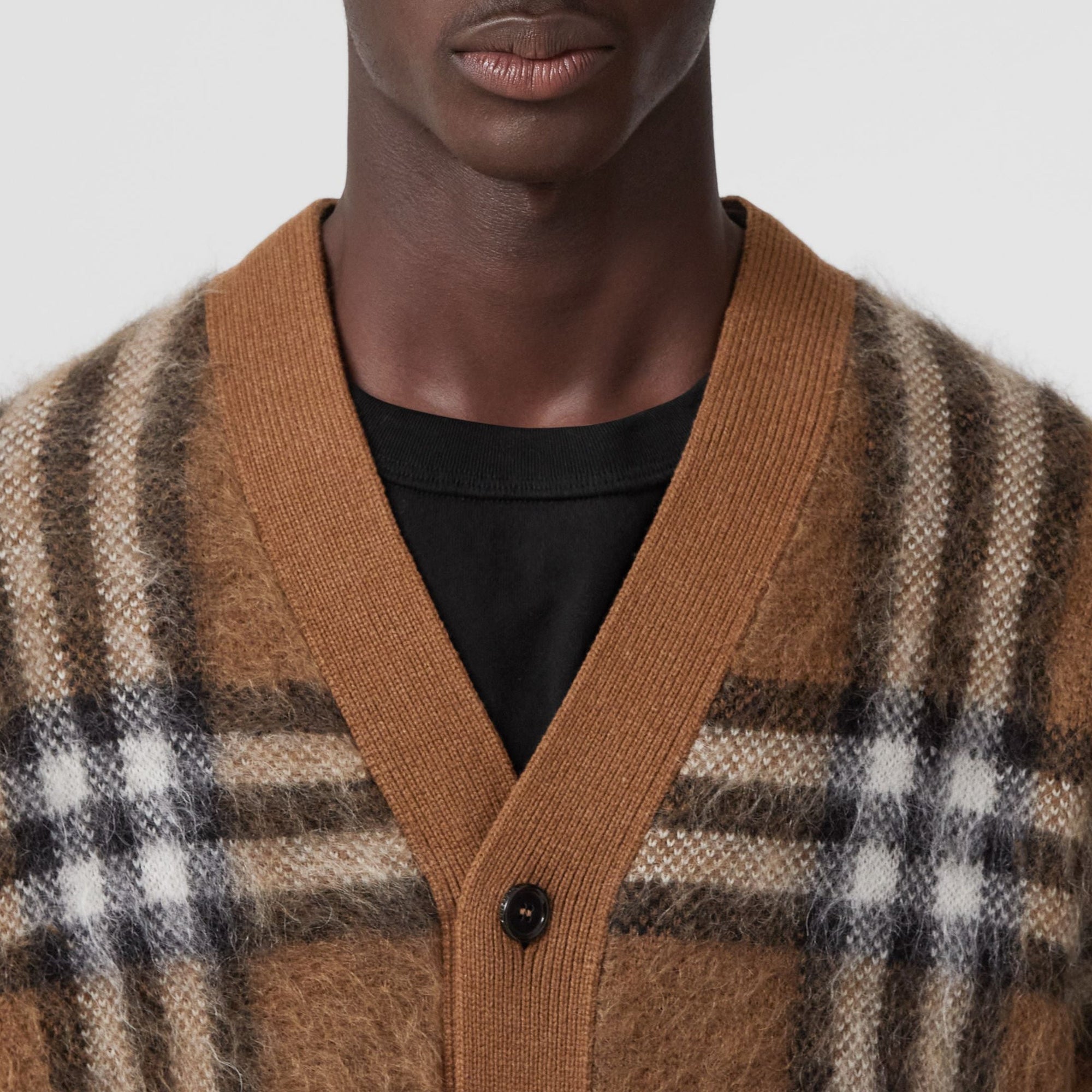 Cardigan en jacquard de laine - Dark Birch Brown
