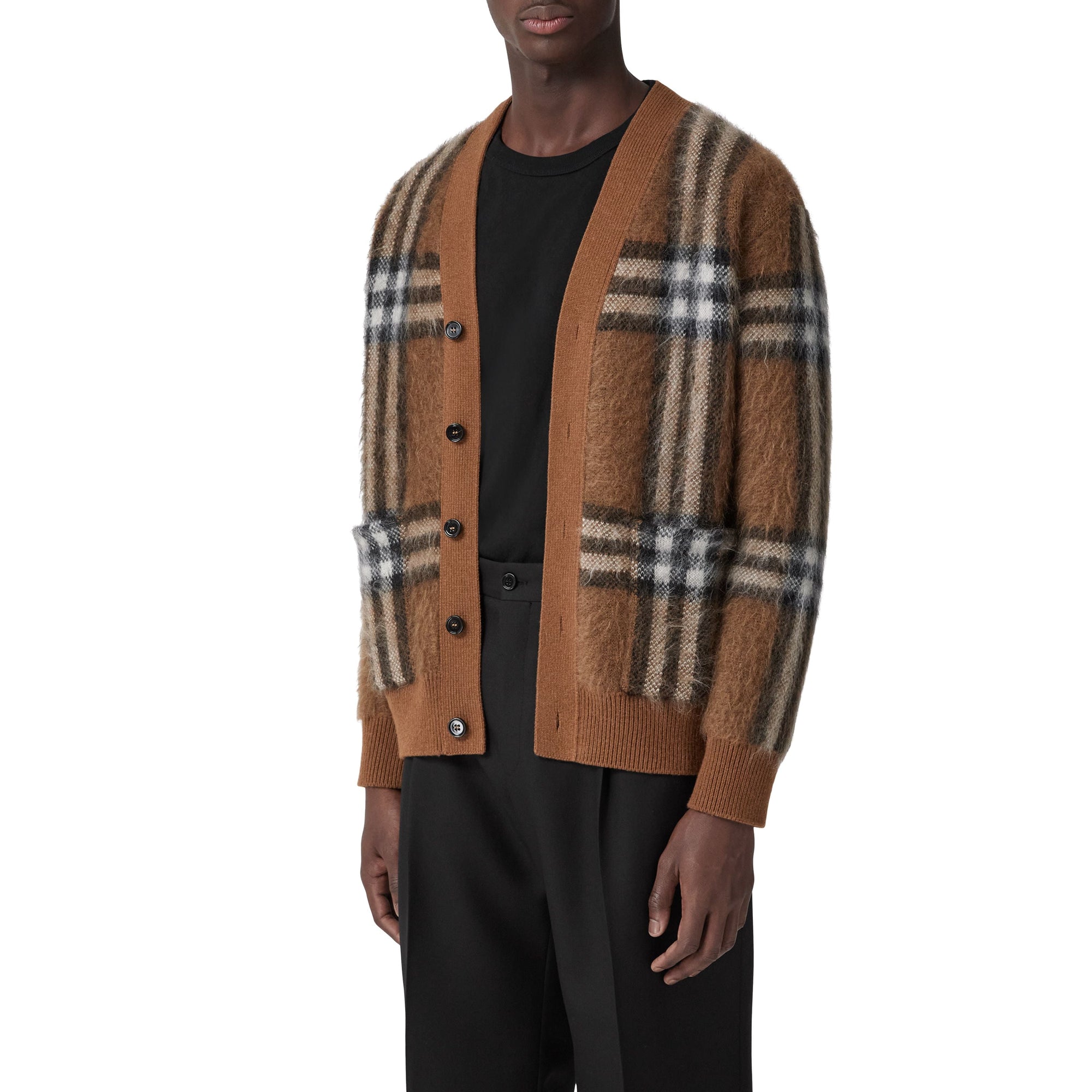 Cardigan en jacquard de laine - Dark Birch Brown
