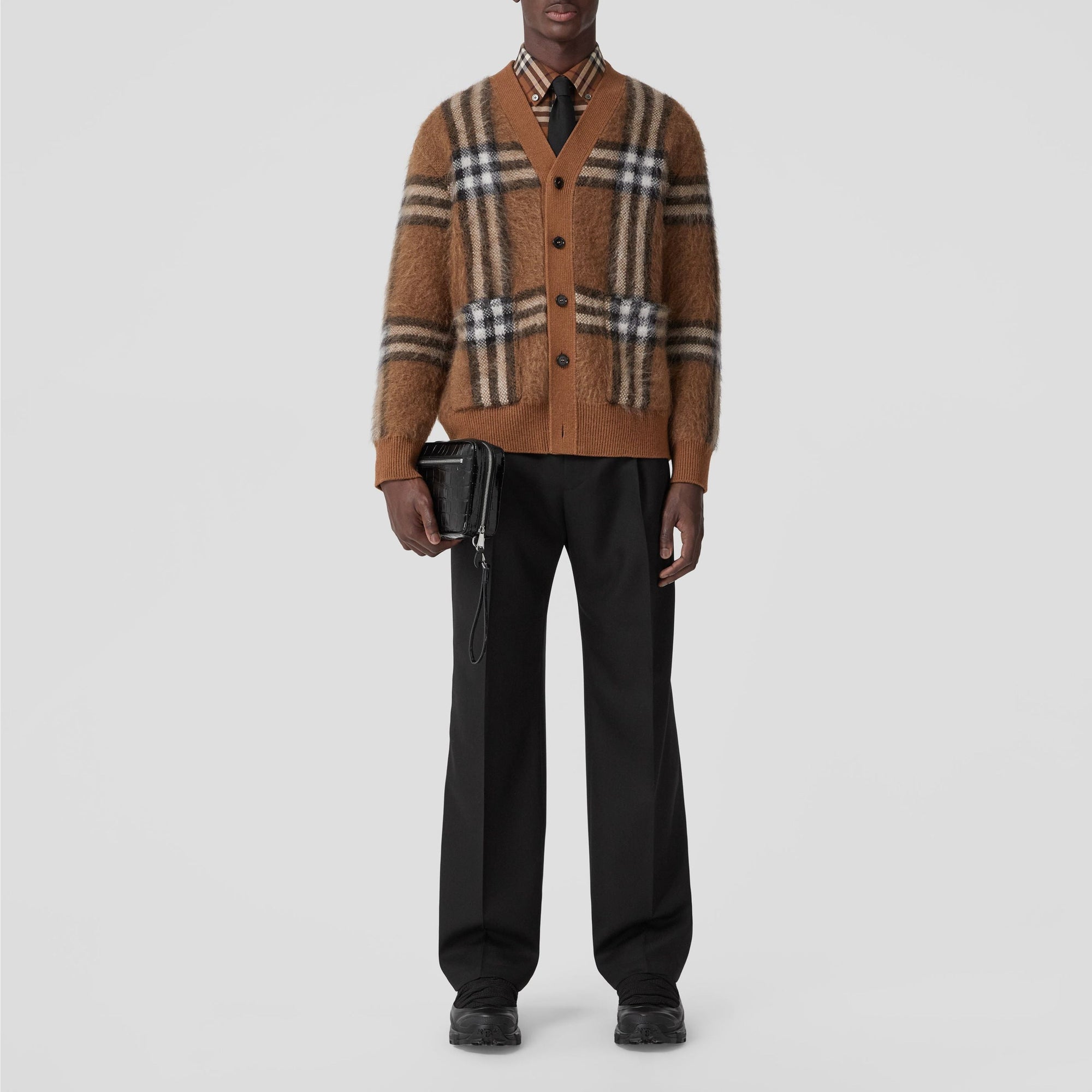 Cardigan en jacquard de laine - Dark Birch Brown