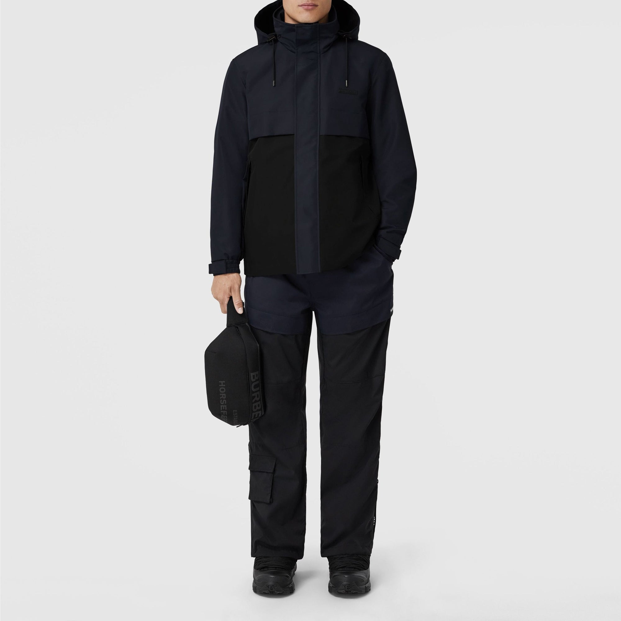 Veste légère bicolore à capuche repliable - Black