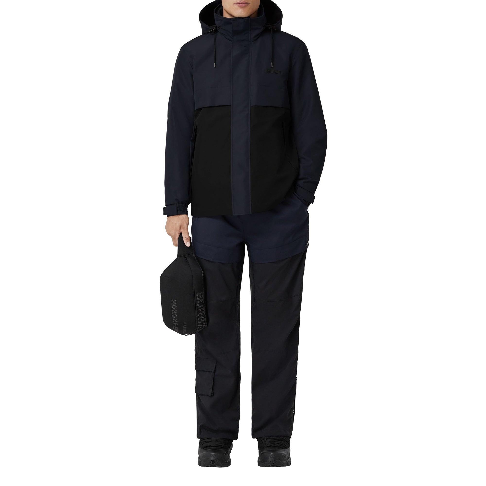 Veste légère bicolore à capuche repliable - Black