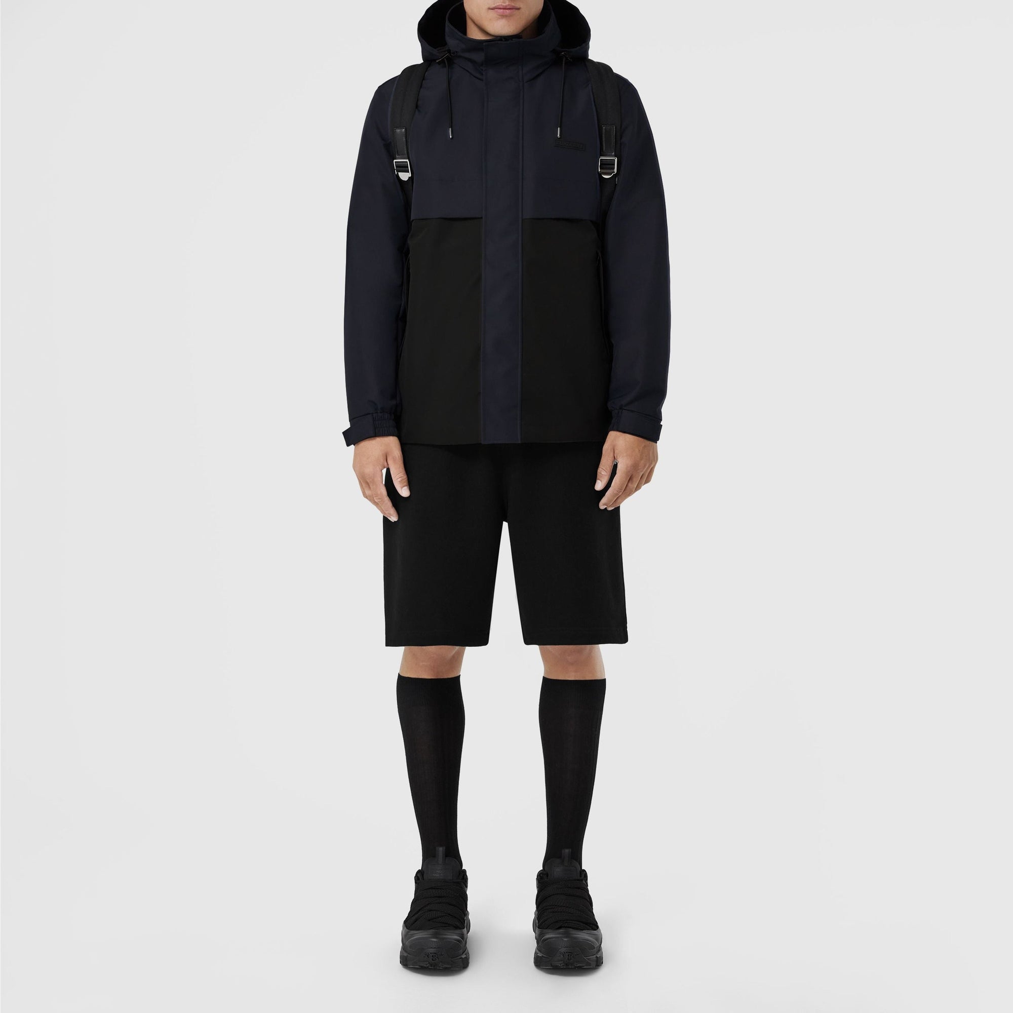 Veste légère bicolore à capuche repliable - Black