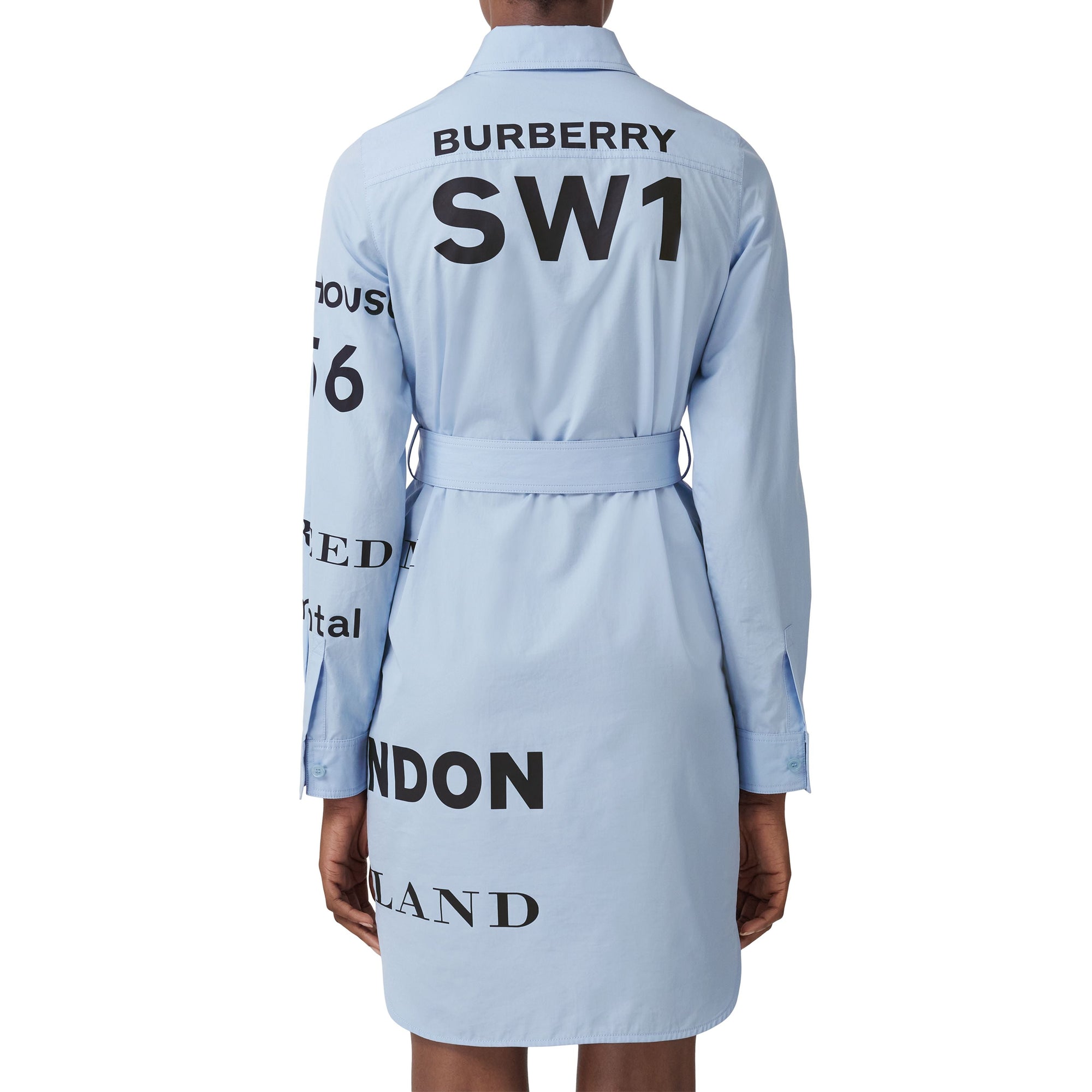 Robe chemise imprimé Horseferry à ceinture nouée - Sky Blue