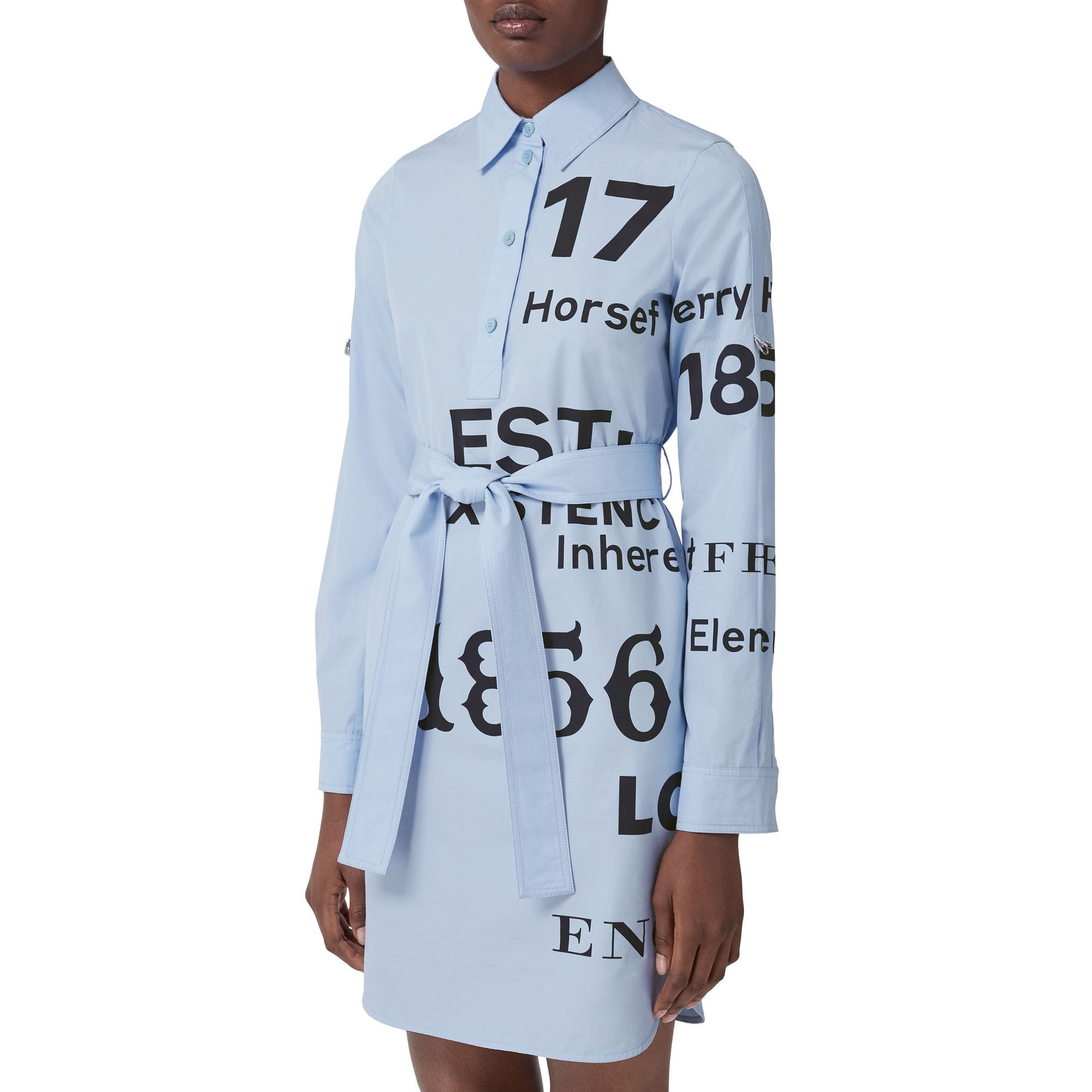 Robe chemise imprimé Horseferry à ceinture nouée - Sky Blue