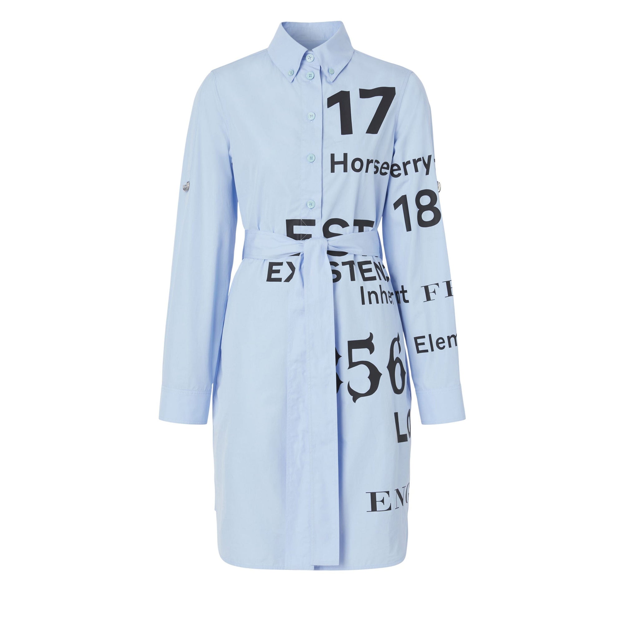 Robe chemise imprimé Horseferry à ceinture nouée - Sky Blue