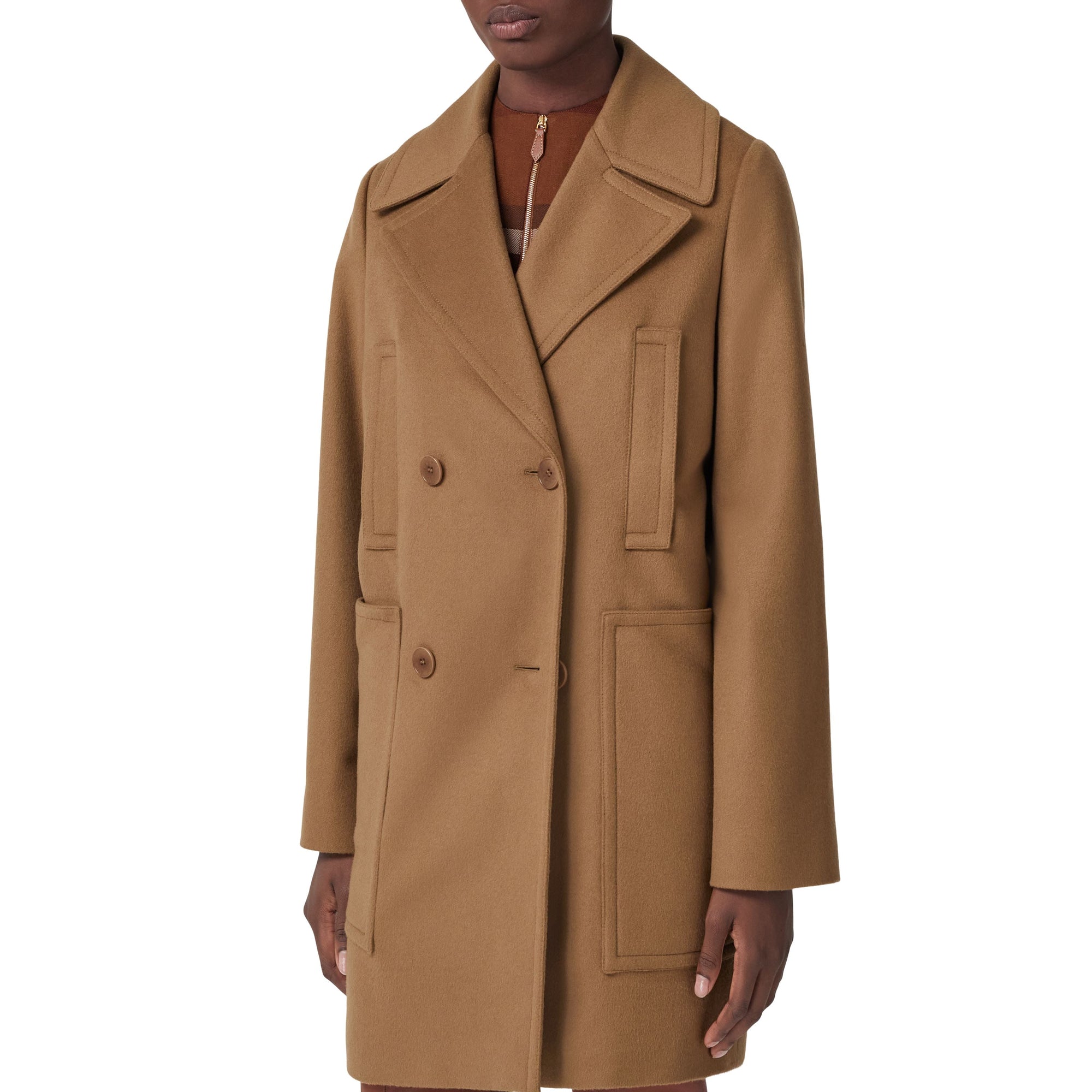 Manteau en cachemire à double boutonnage - Dusty Caramel
