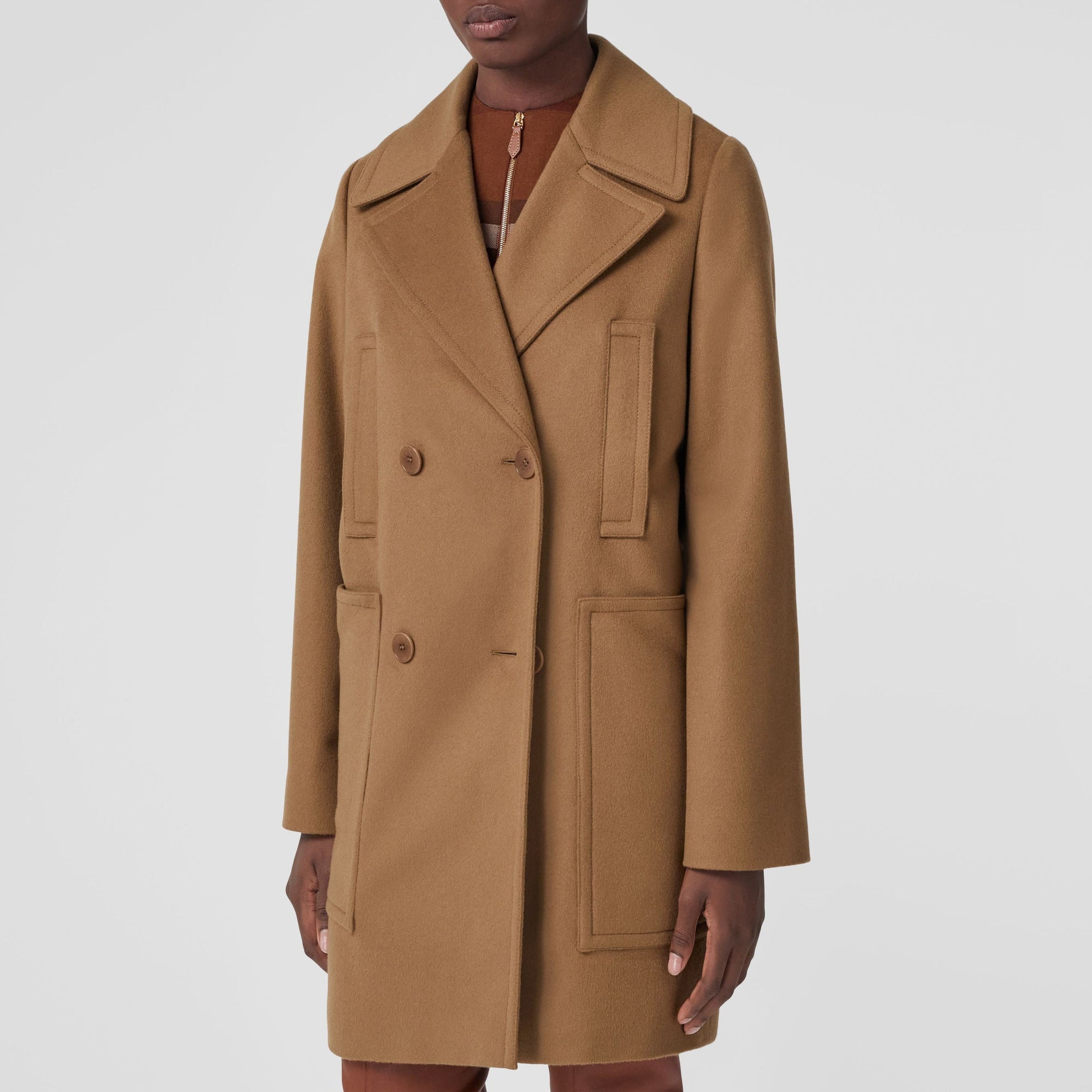 Manteau en cachemire à double boutonnage - Dusty Caramel