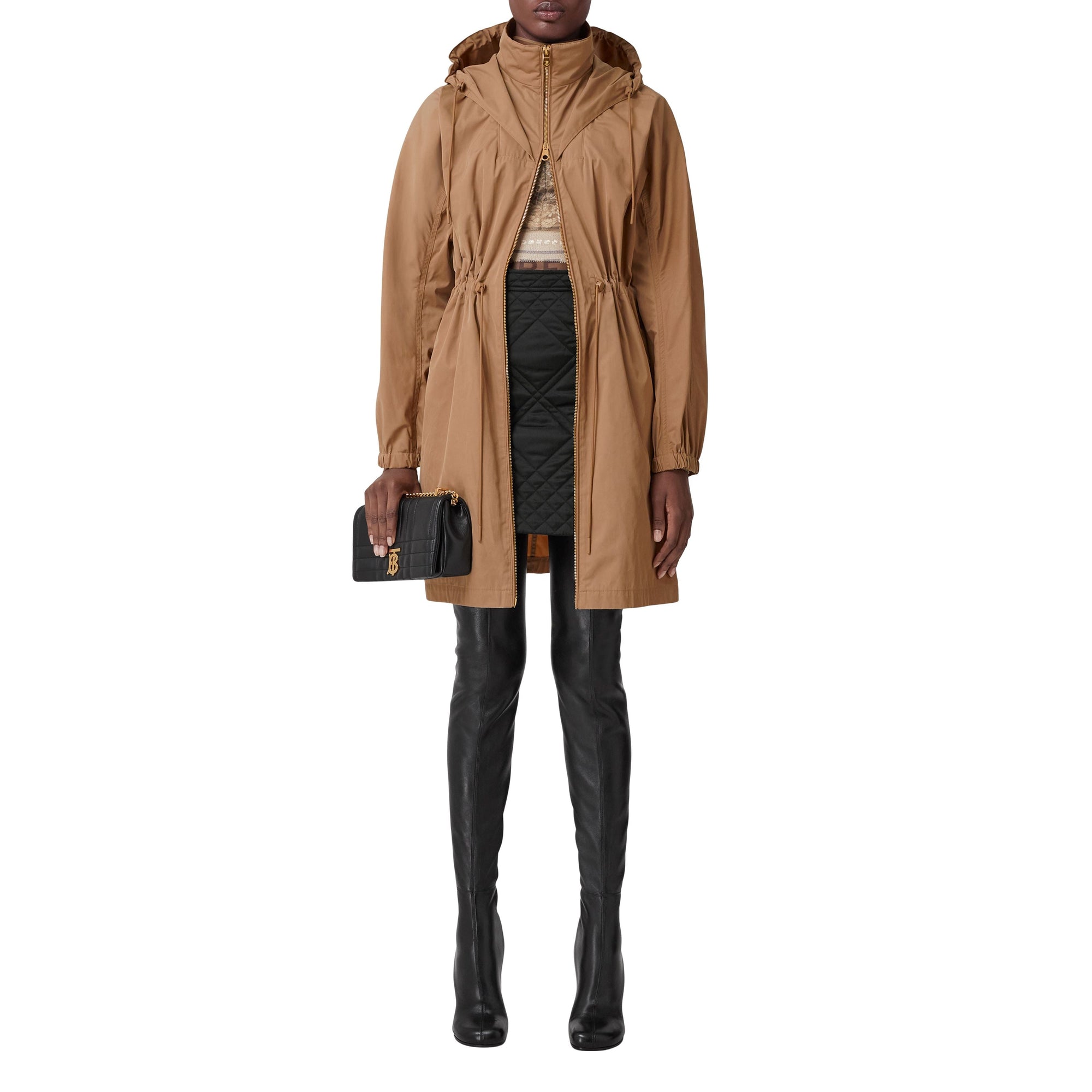 Parka à capuche à logo - Camel