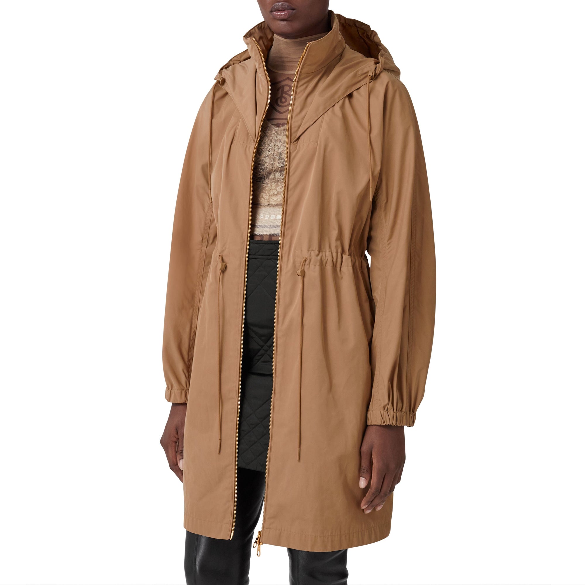 Parka à capuche à logo - Camel