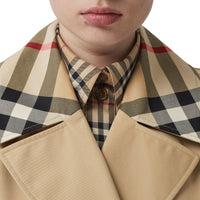 Trench Waterloo en gabardine de coton avec Check - Honey