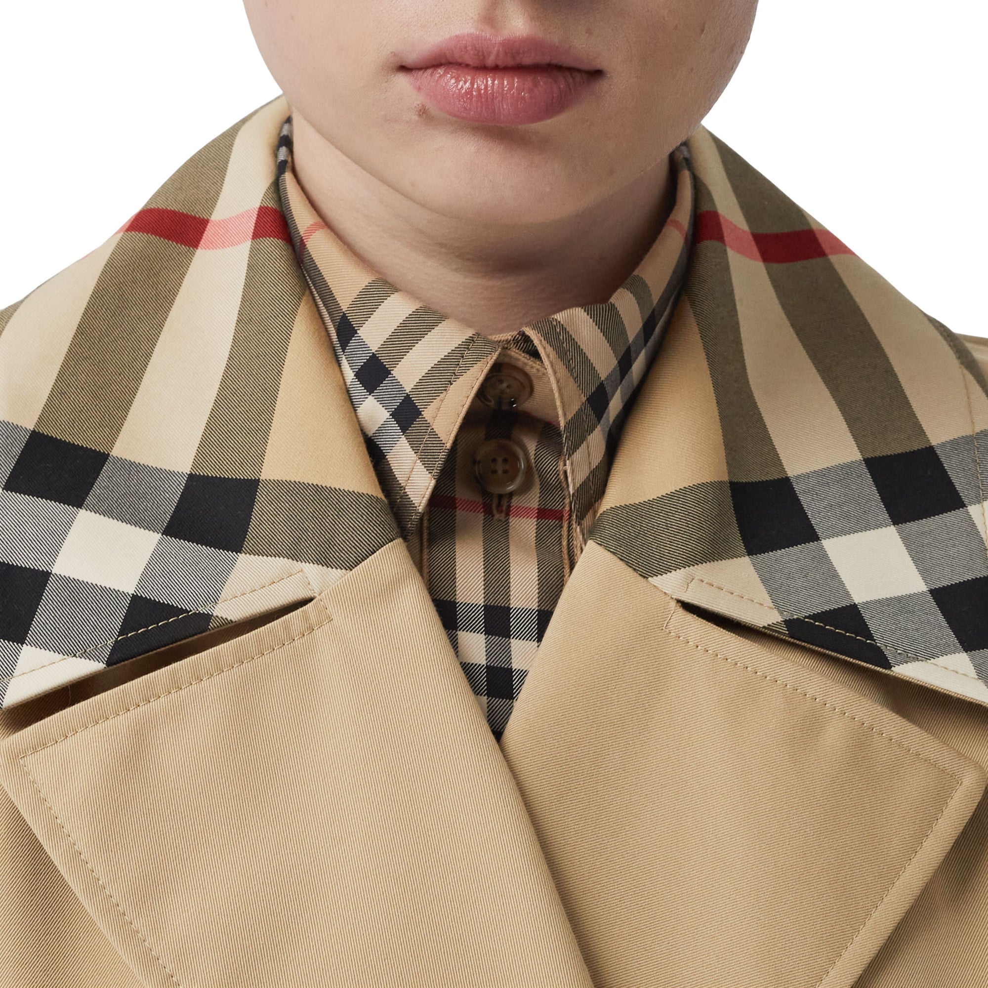 Trench Waterloo en gabardine de coton avec Check - Honey