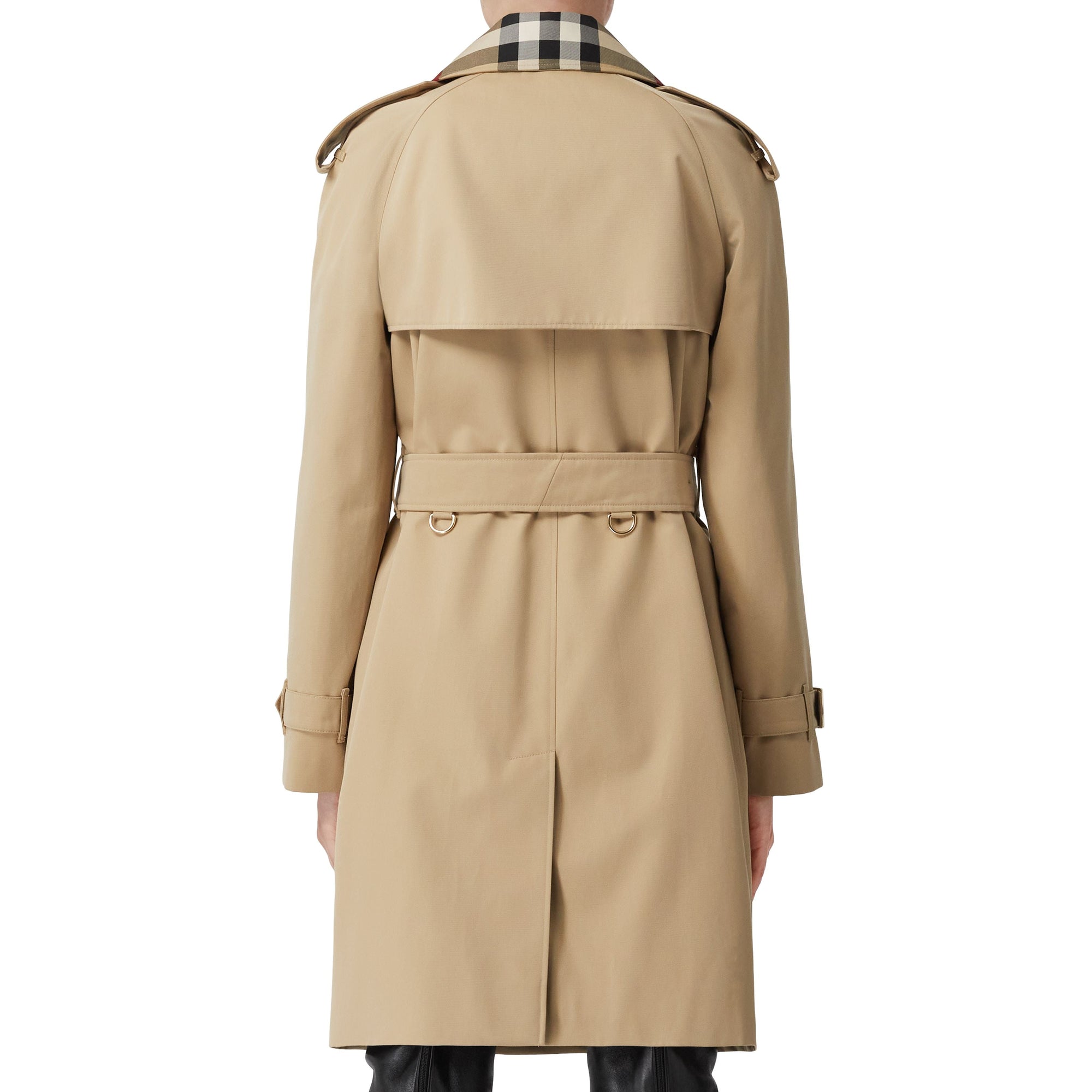 Trench Waterloo en gabardine de coton avec Check - Honey