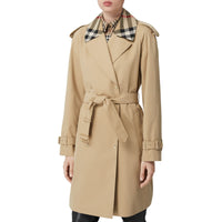 Trench Waterloo en gabardine de coton avec Check - Honey