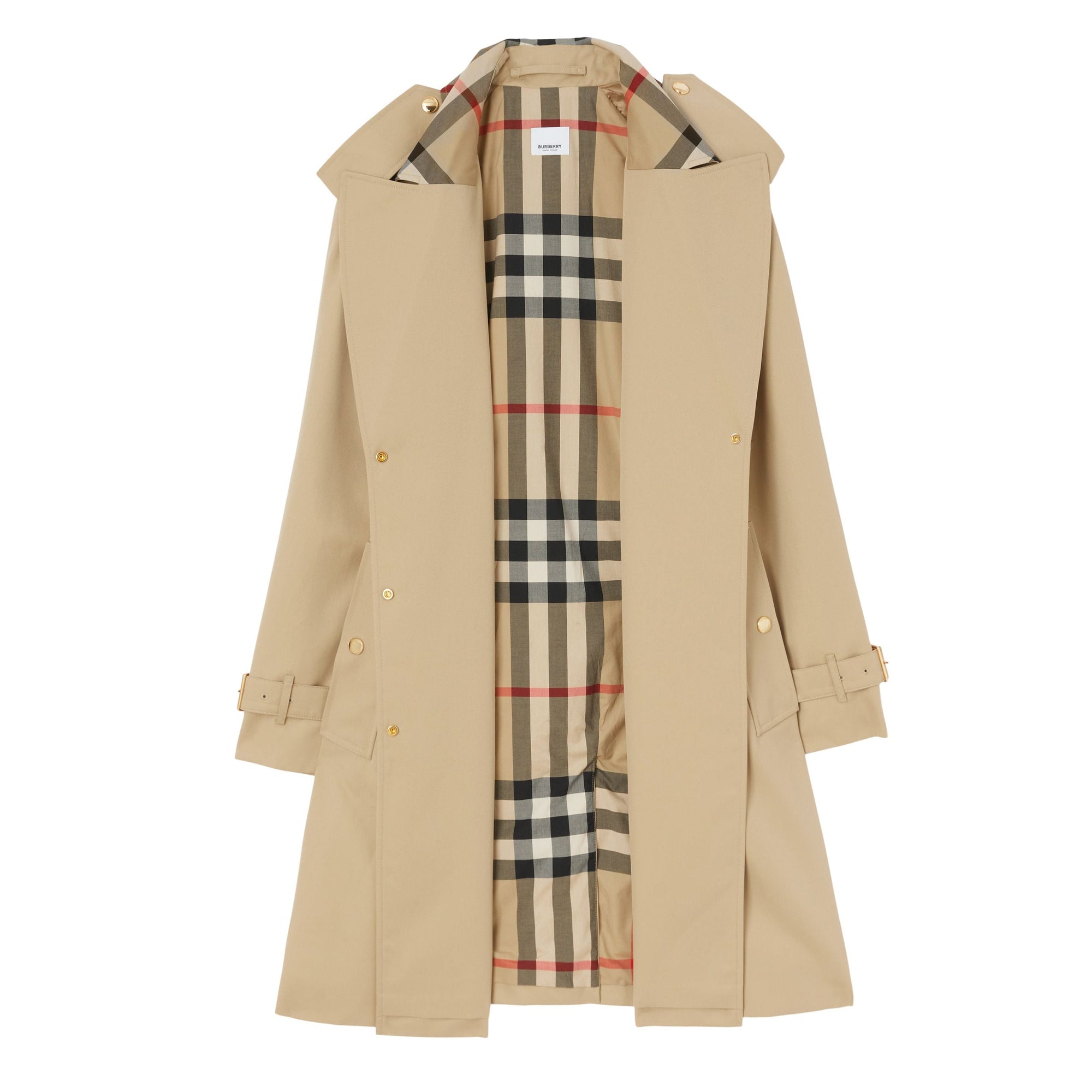 Trench Waterloo en gabardine de coton avec Check - Honey