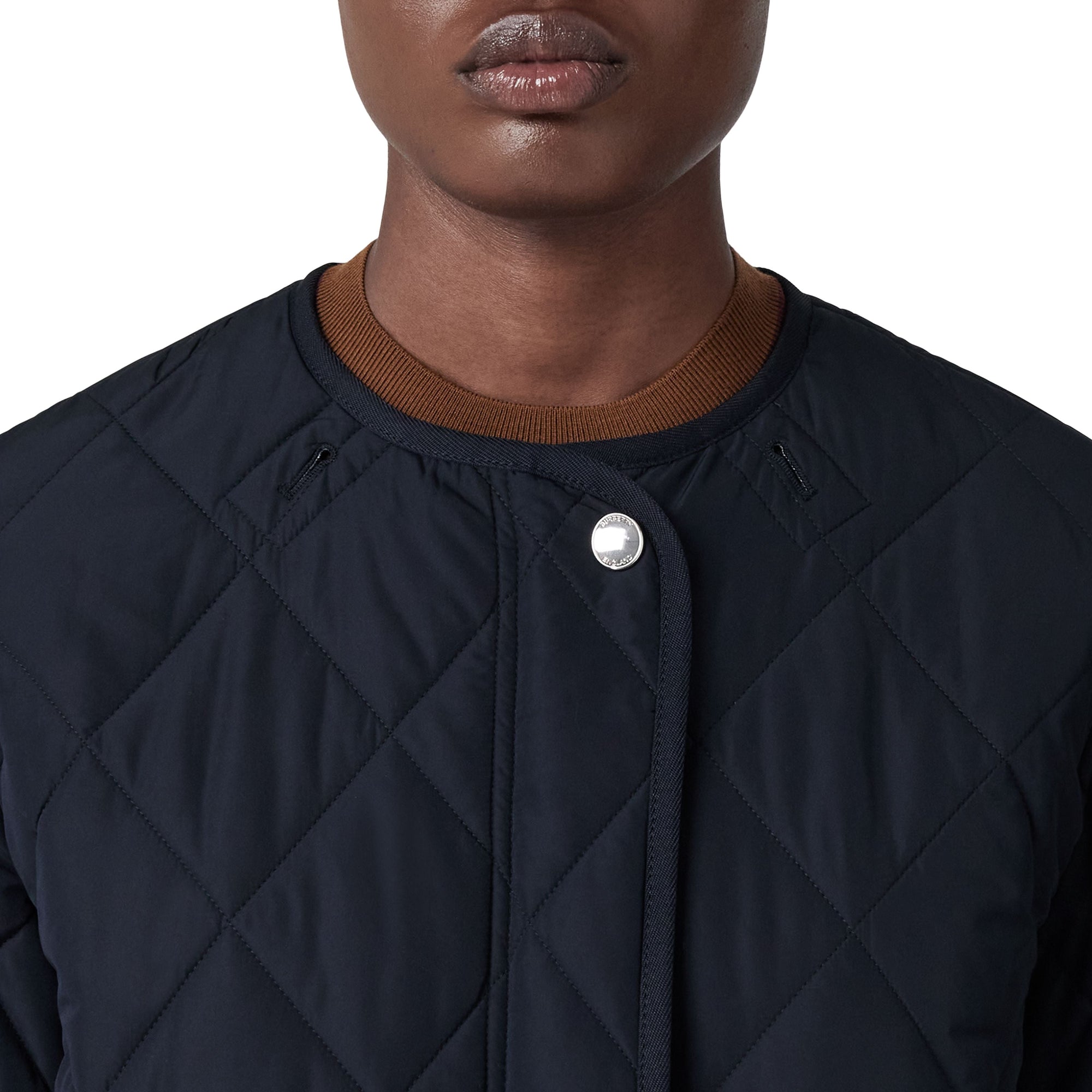 Manteau matelassé à capuche amovible en losanges - Coal Blue