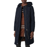 Manteau matelassé à capuche amovible en losanges - Coal Blue