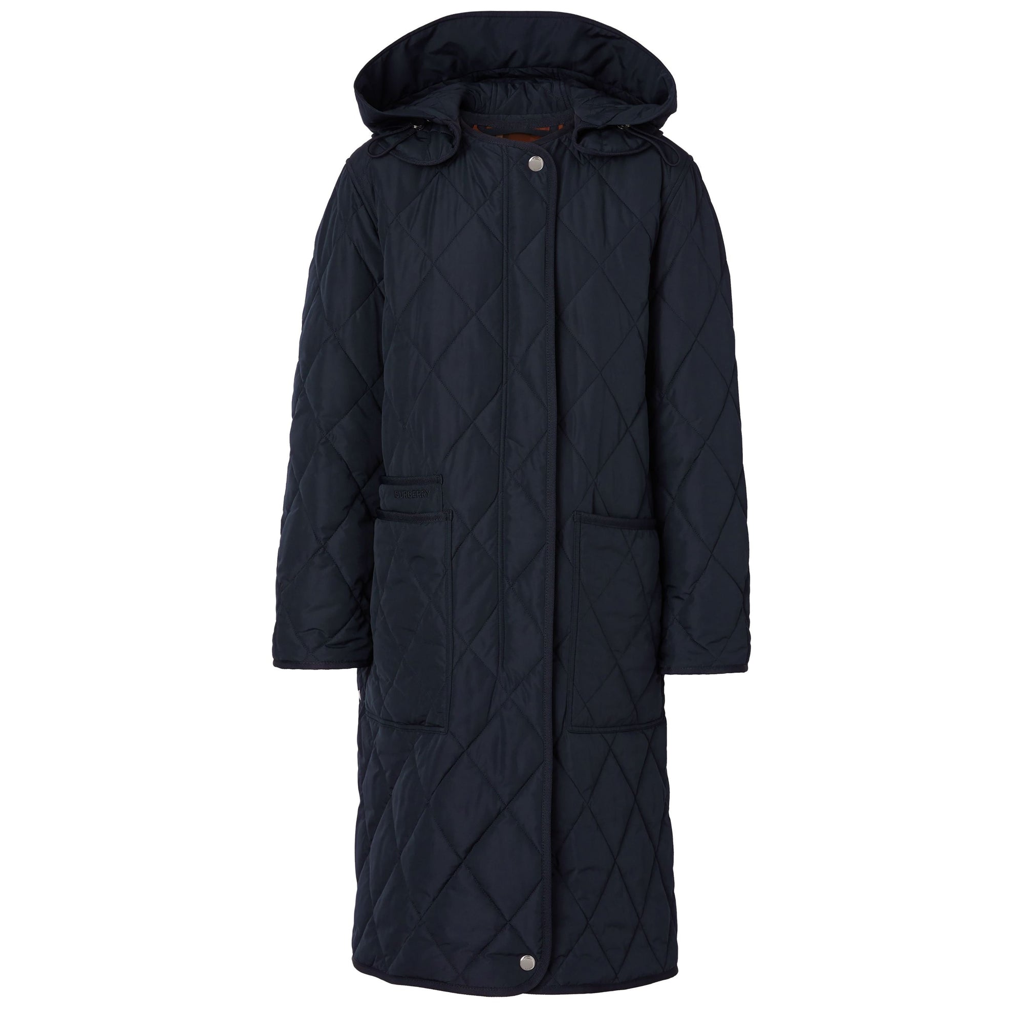 Manteau matelassé à capuche amovible en losanges - Coal Blue