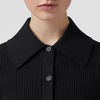 Robe en maille de laine côtelée - Black