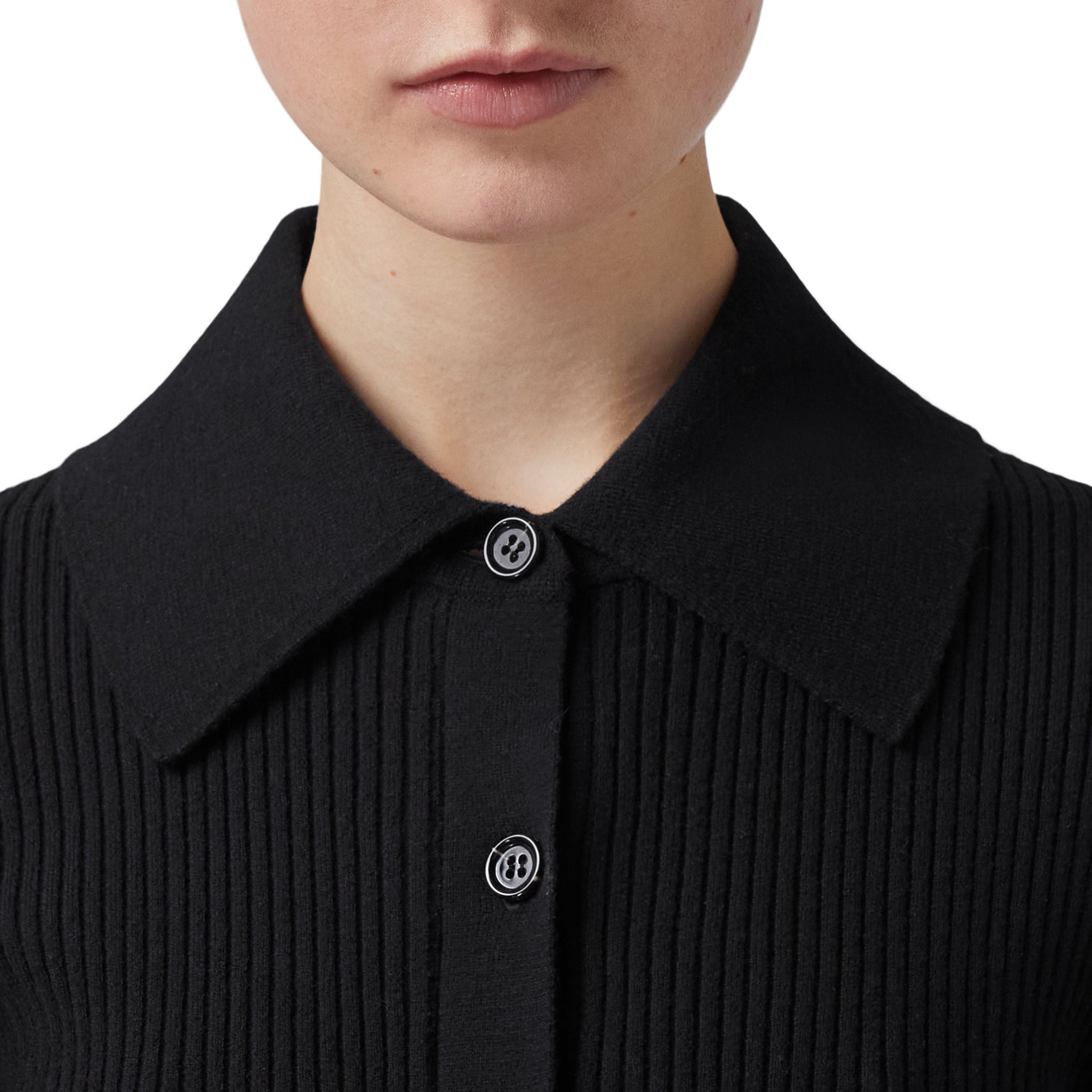 Robe en maille de laine côtelée - Black