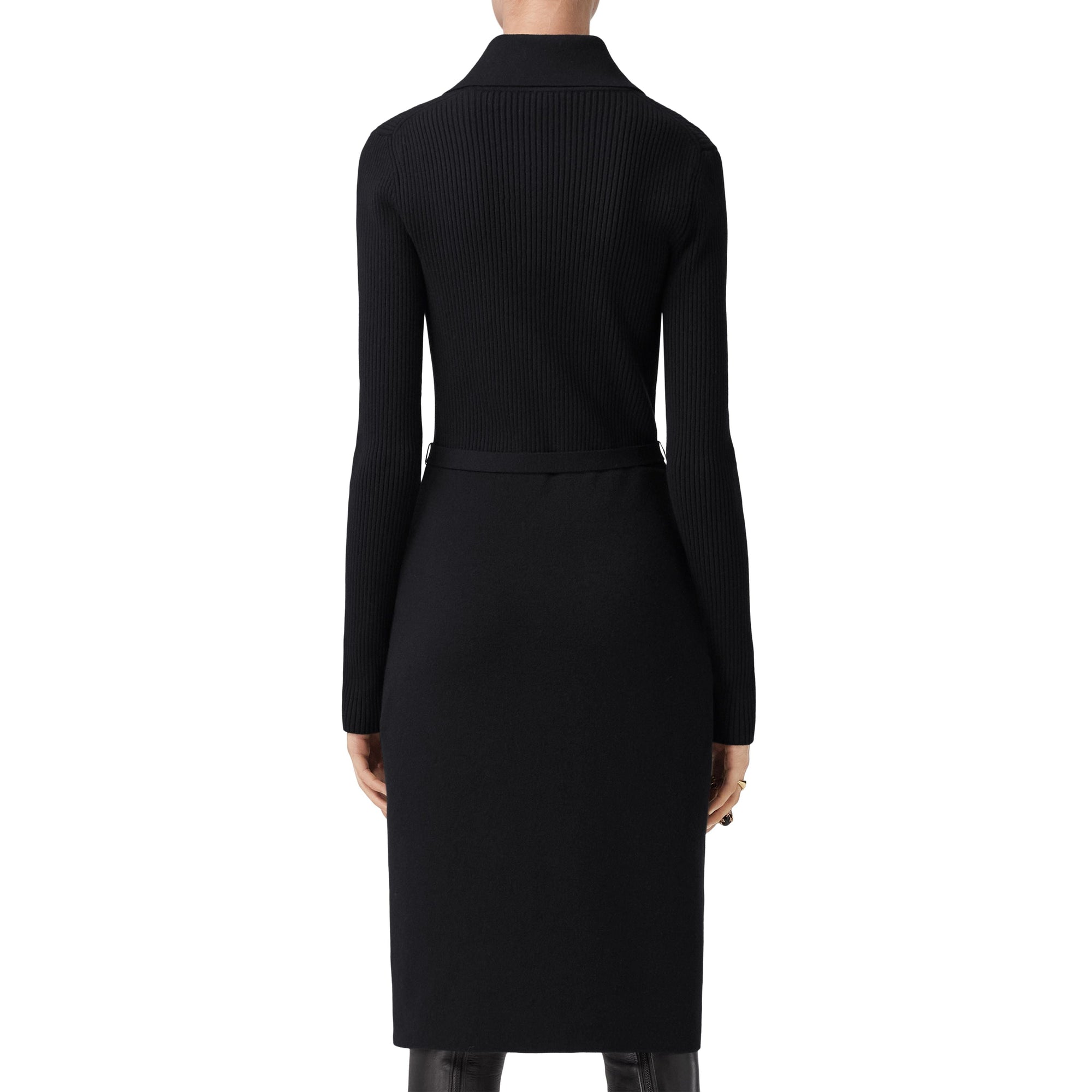 Robe en maille de laine côtelée - Black