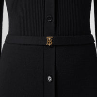 Robe en maille de laine côtelée - Black