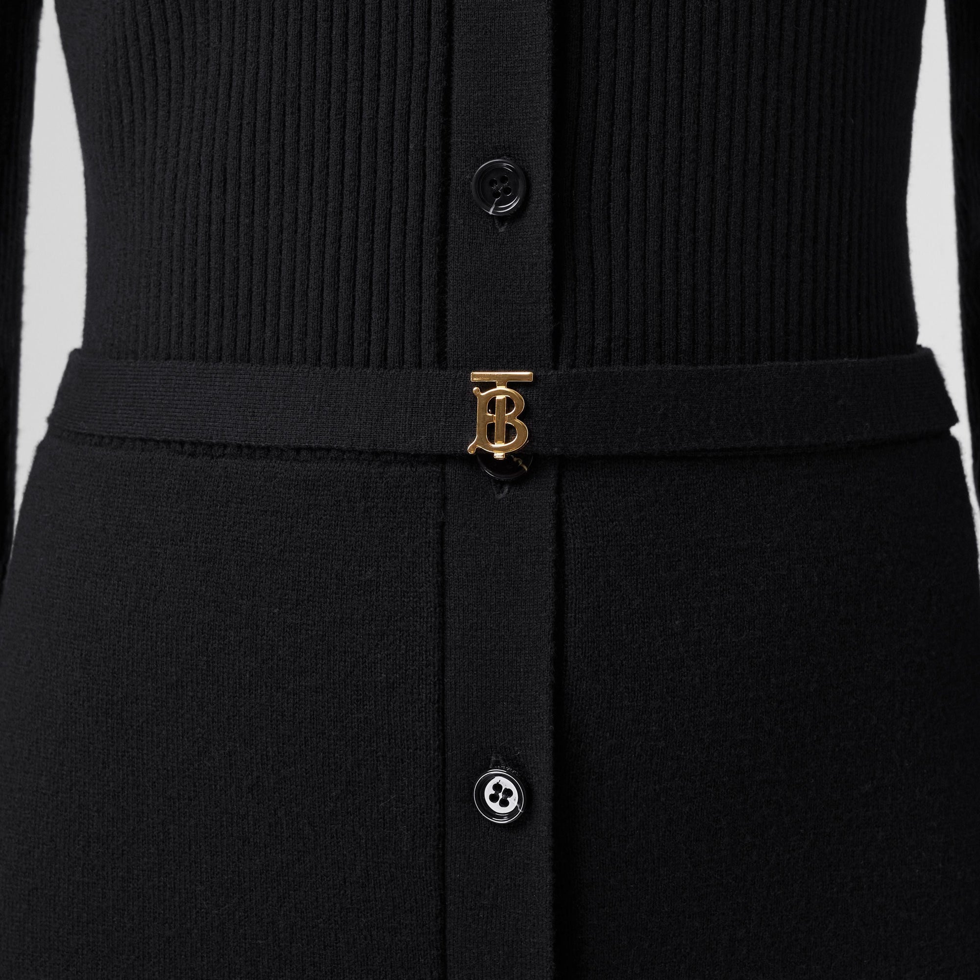 Robe en maille de laine côtelée - Black