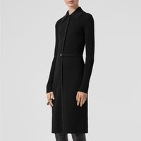 Robe en maille de laine côtelée - Black