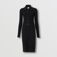 Robe en maille de laine côtelée - Black