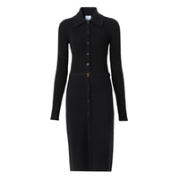 Robe en maille de laine côtelée - Black