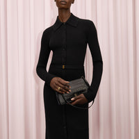 Robe en maille de laine côtelée - Black