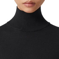 Pull à col entonnoir en laine et soie - Black