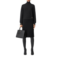 Pull à col entonnoir en laine et soie - Black