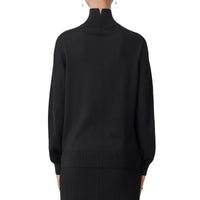 Pull à col entonnoir en laine et soie - Black