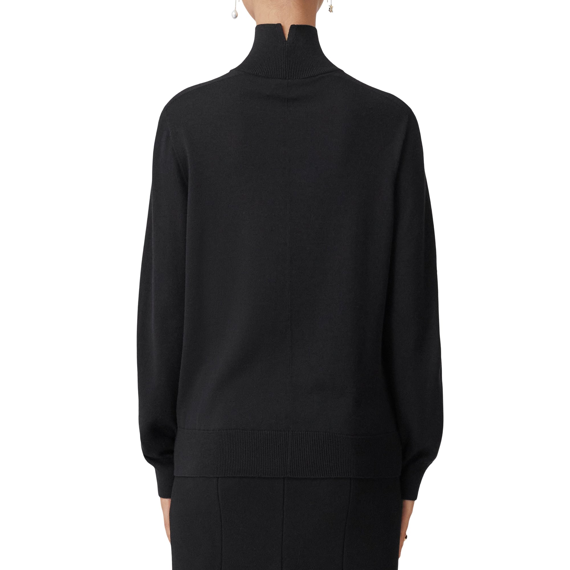 Pull à col entonnoir en laine et soie - Black