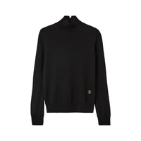 Pull à col entonnoir en laine et soie - Black