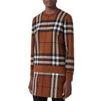 Pull Jacquard en Laine Mérinos à carreaux - Dark Birch Brown