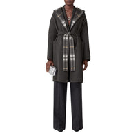 Manteau portefeuille à capuche en laine - Charcoal & Grey Check