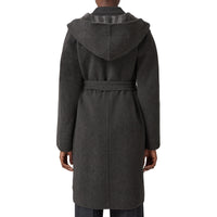 Manteau portefeuille à capuche en laine - Charcoal & Grey Check