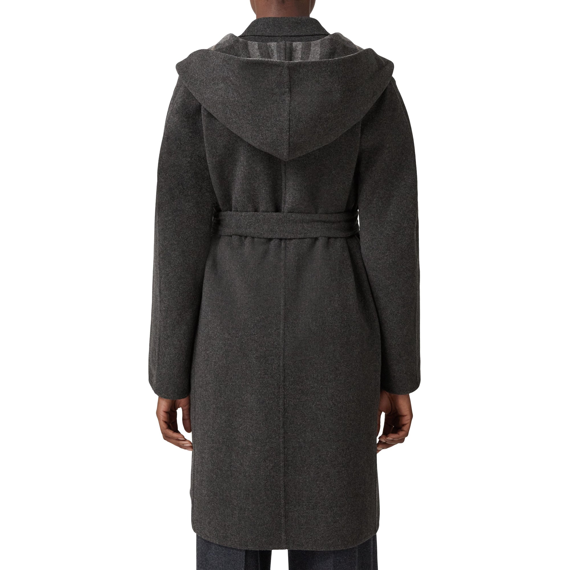 Manteau portefeuille à capuche en laine - Charcoal & Grey Check