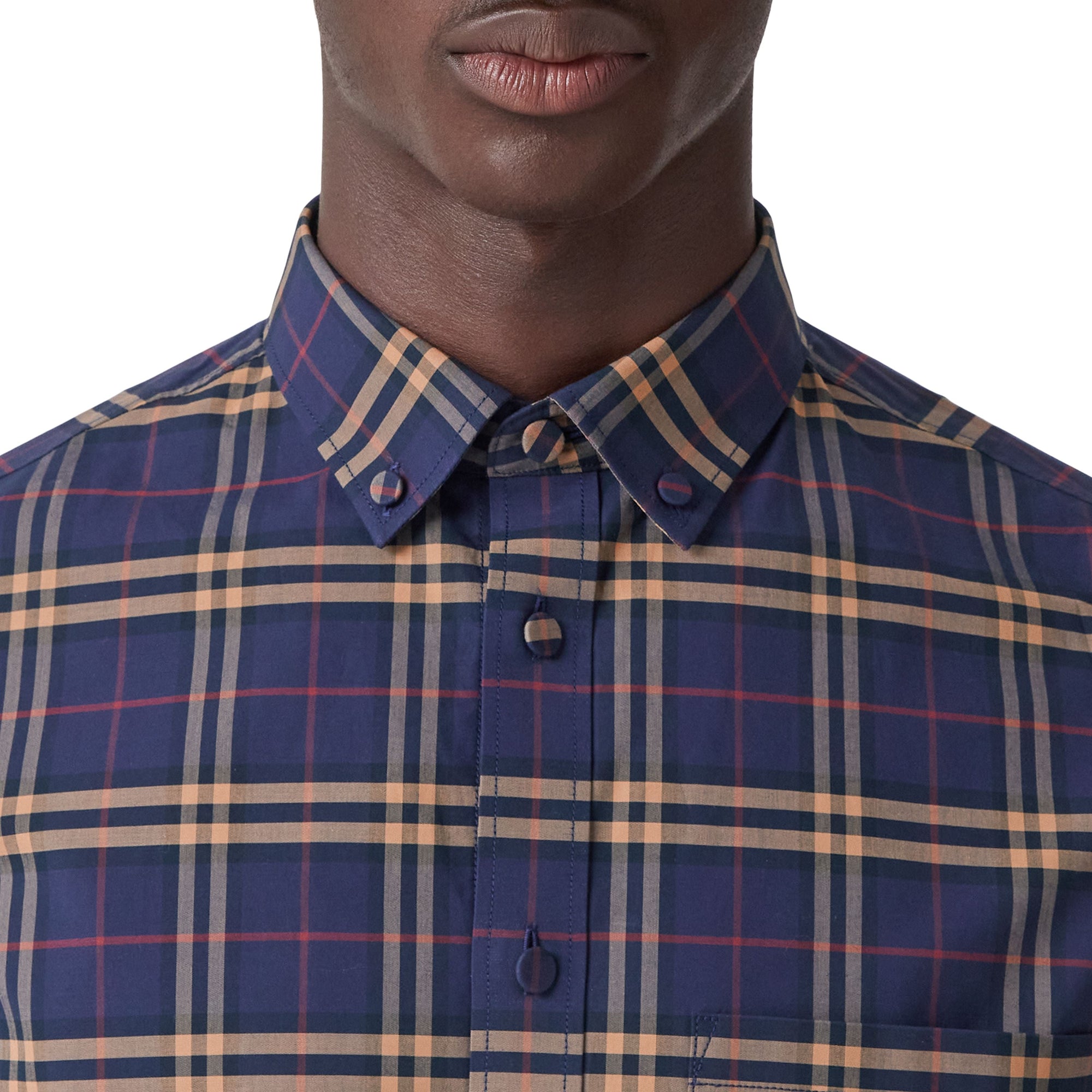 Chemise en coton stretch à carreaux coupe slim - Dark Charcoal Blue C