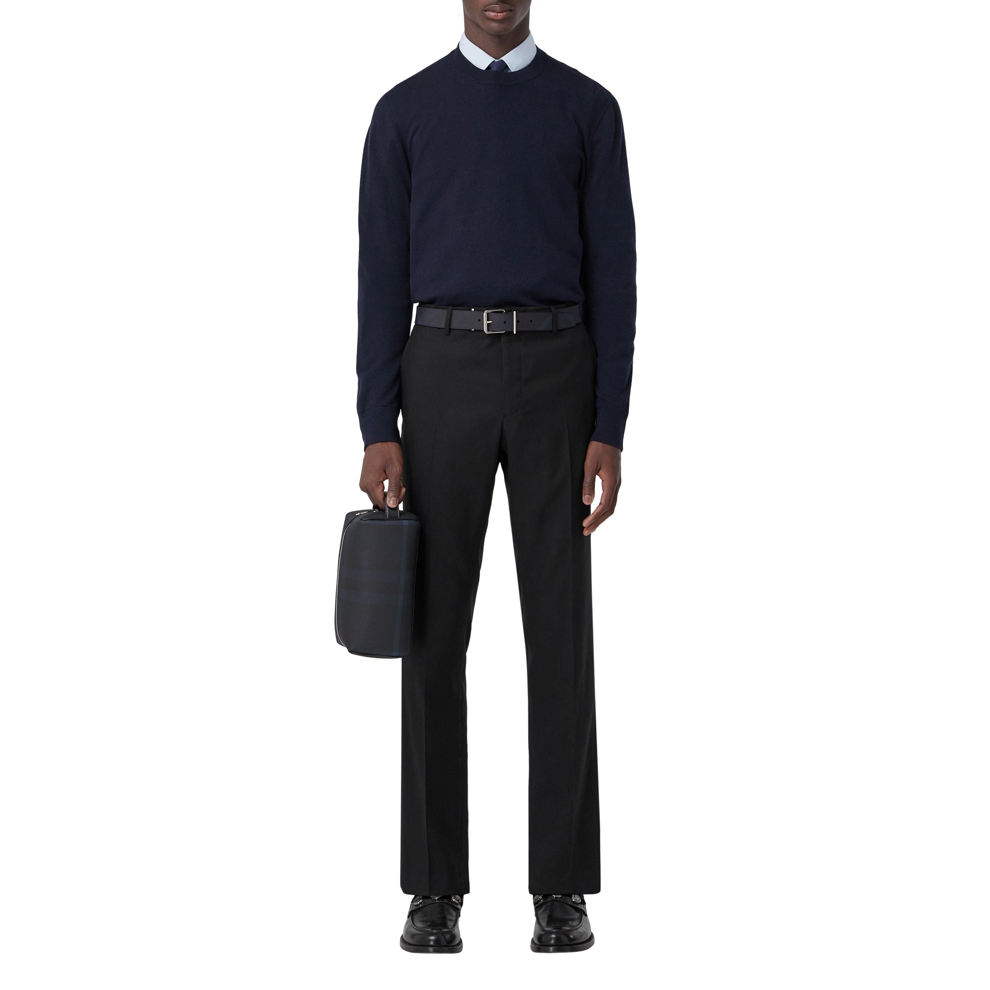 Pull en laine à motif monogramme - Dark Charcoal Blue