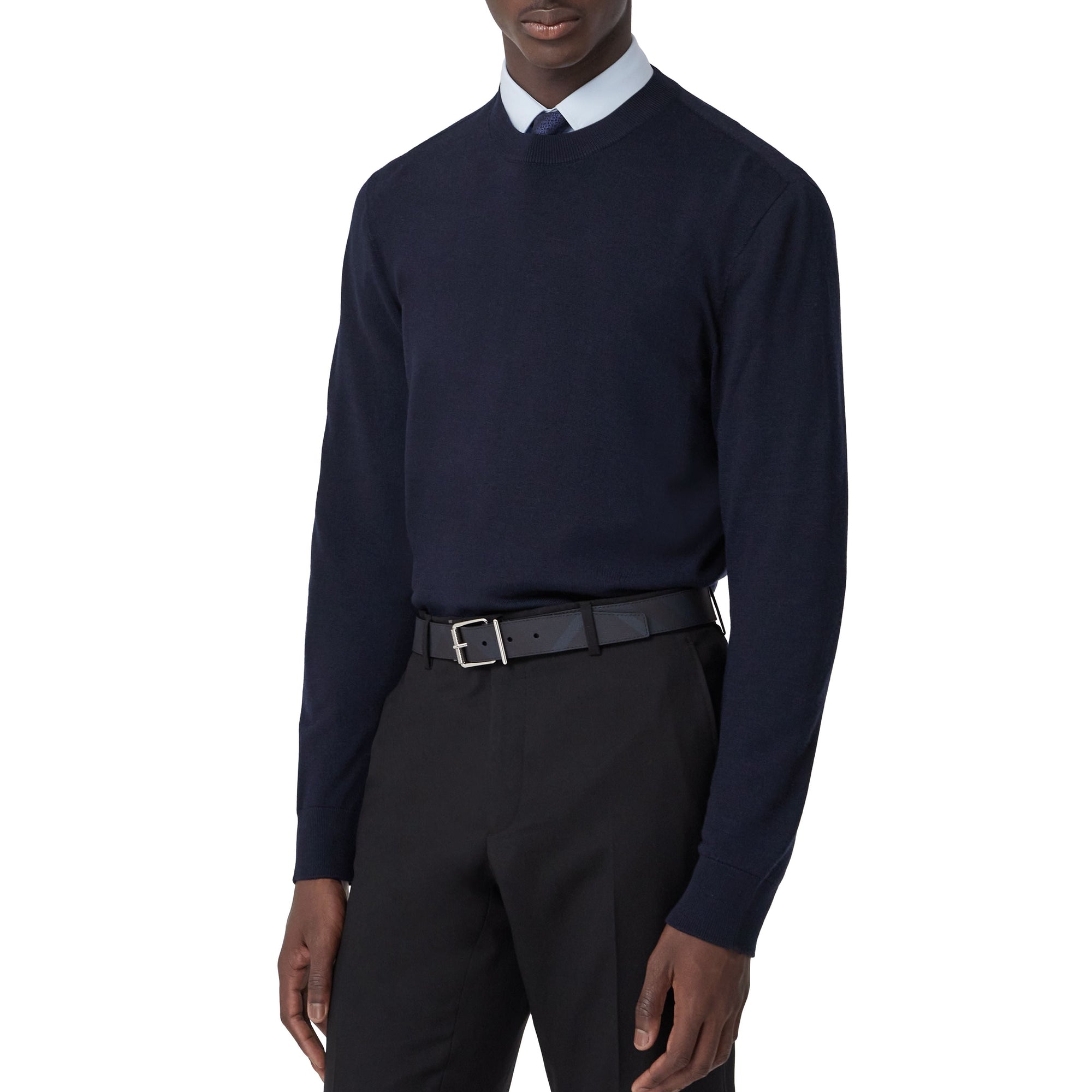 Pull en laine à motif monogramme - Dark Charcoal Blue