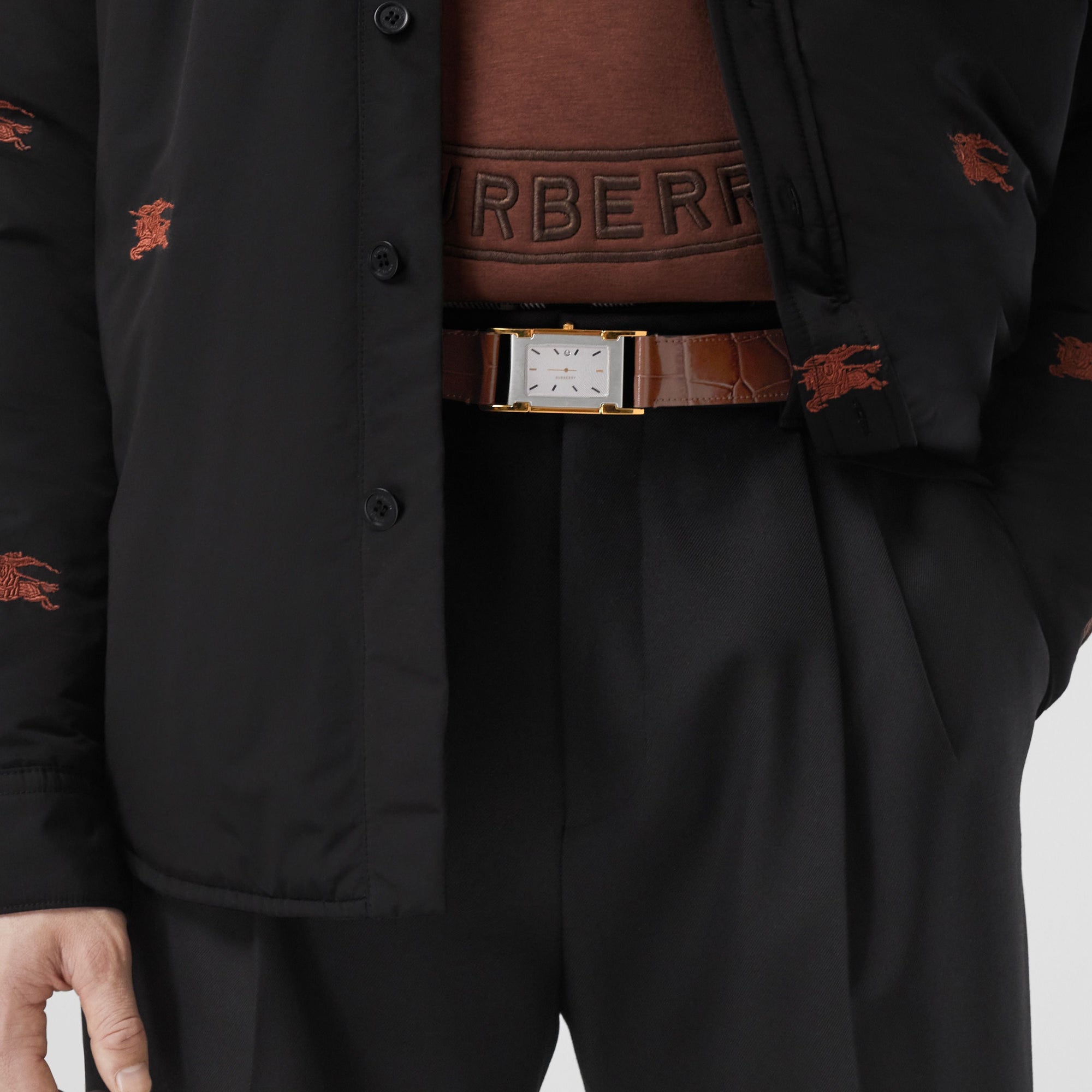 Ceinture en cuir embossé - Deep Cocoa