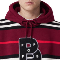 Hoodie oversize en laine à rayures iconiques - Deep Mulberry