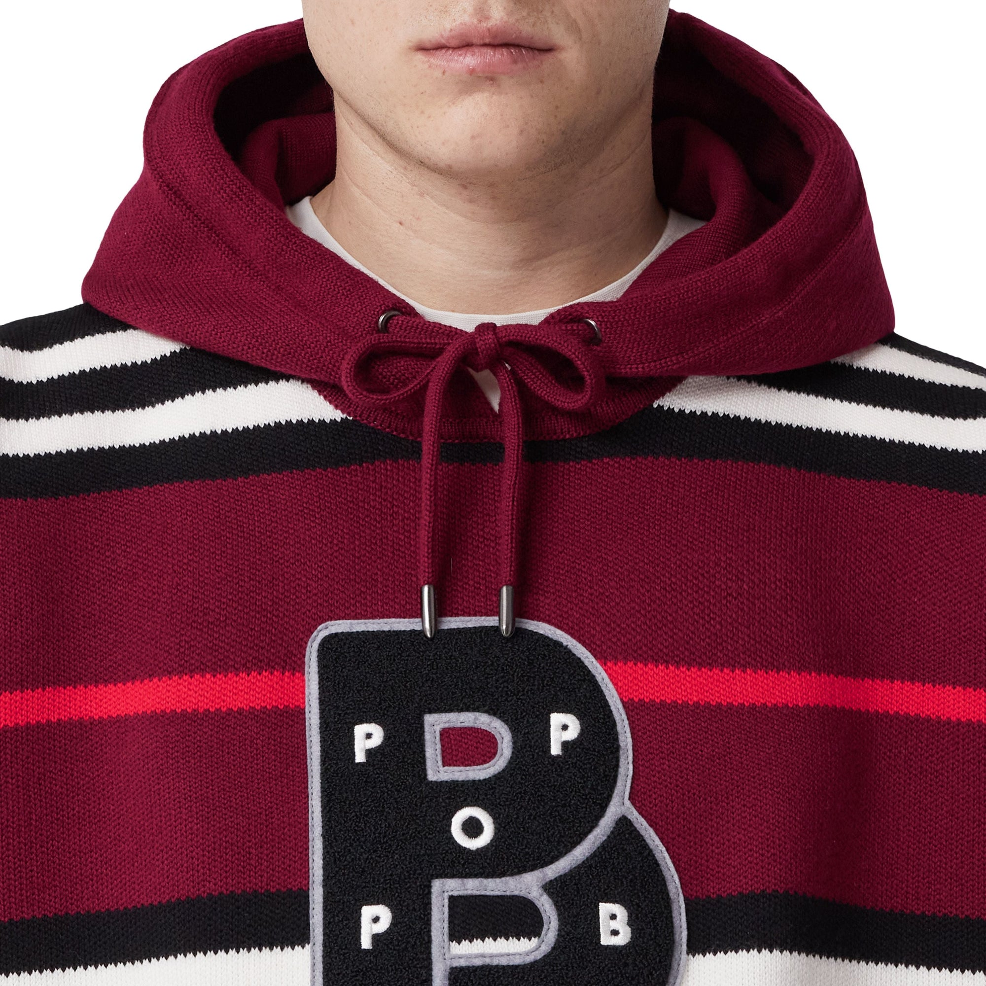 Hoodie oversize en laine à rayures iconiques - Deep Mulberry