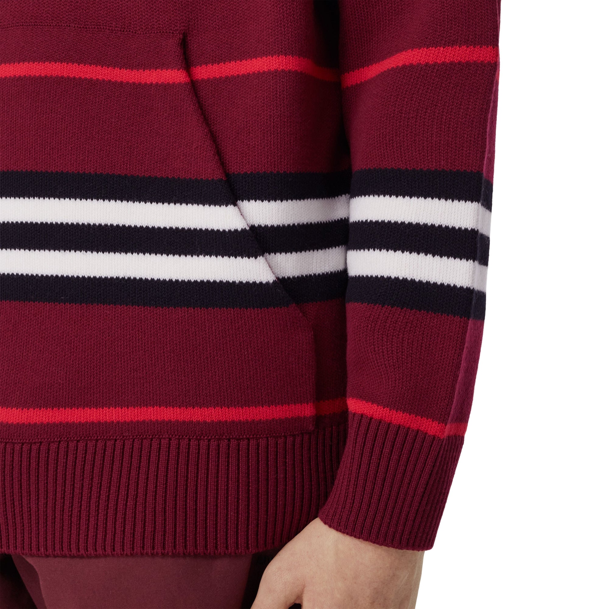 Hoodie oversize en laine à rayures iconiques - Deep Mulberry