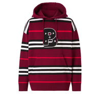 Hoodie oversize en laine à rayures iconiques - Deep Mulberry
