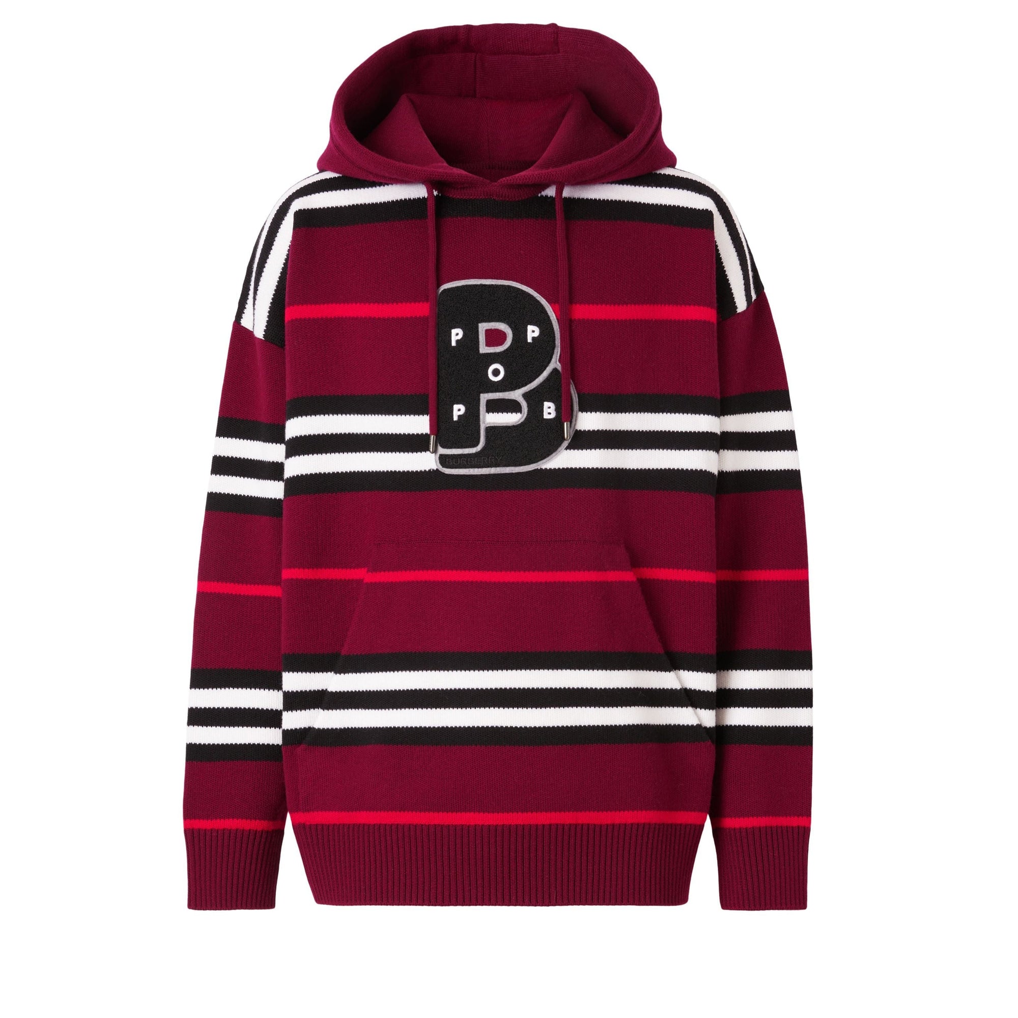 Hoodie oversize en laine à rayures iconiques - Deep Mulberry
