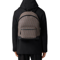 Sac à dos en cuir et tissu à motif monogramme - Black & Orange